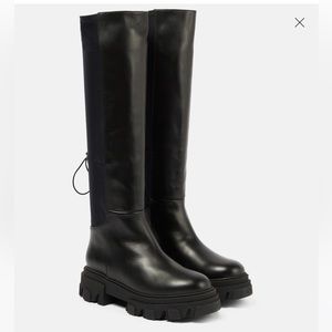 GIA BORGHINI GIA 12 Knee-Length Leather Scuba Combat Lug Sole Boots 38.5